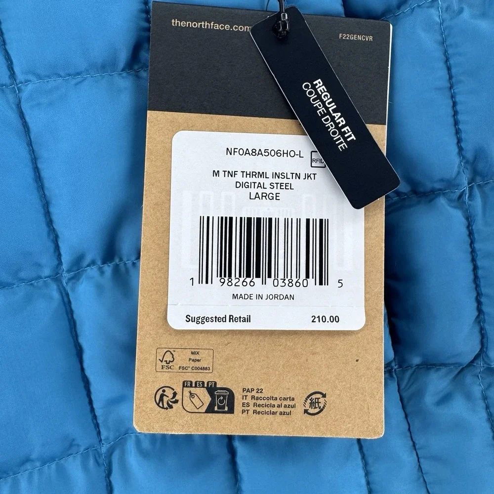 The North Face Thermoball Insulated Puffer Jacket Mens Large Digital Steel Blue
